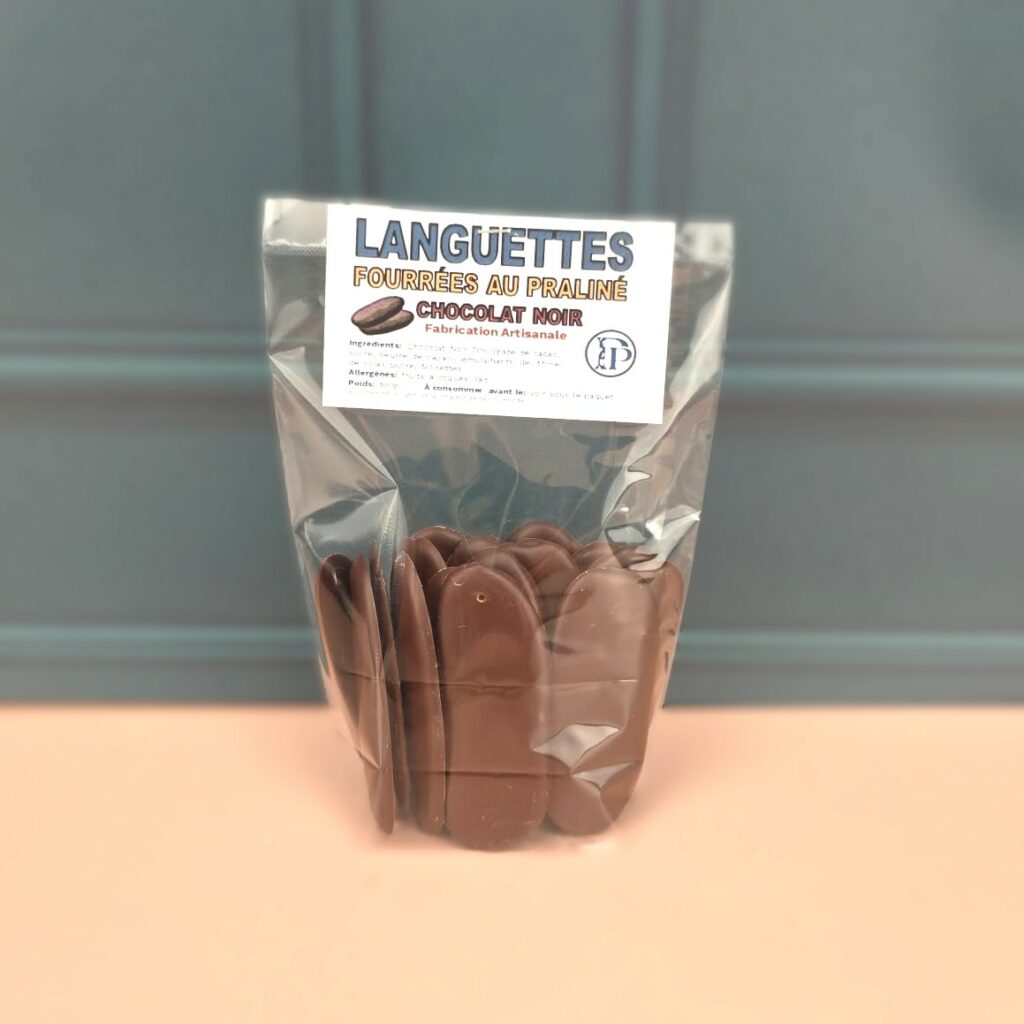Languettes chocolat noir praliné